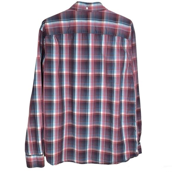 Hawker Rye Button Down Shirt Mens Large Slim Fit Oxford Long Sleeve Preppy Plaid - Picture 2 of 9